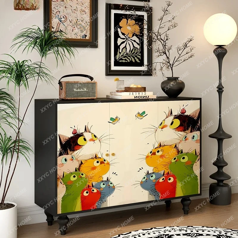 

Тумба для прихожей из массива дерева в стиле абстрактного искусства, окрашенная, для гостиной, спальни, хранения вещей, для отелей типа B&B