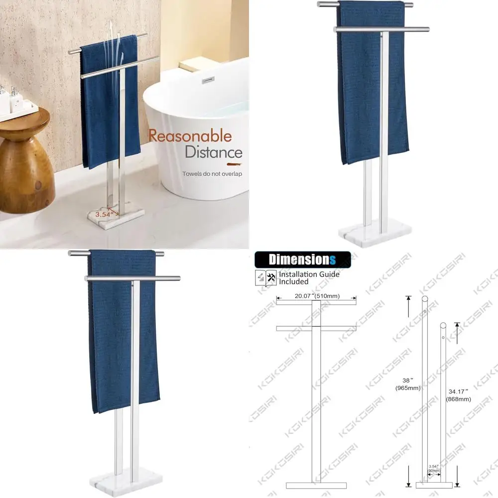 

2-Tier Freestanding Towel Rack with Marble Base and Polished Chrome Finish