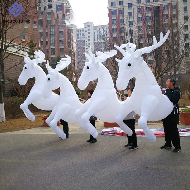 2.5m White Walking LED Inflatable Elk Costume Animal Replica For Parade Event Performances
