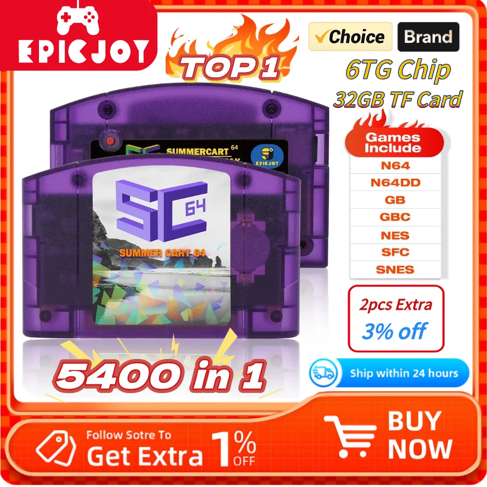 EPICJOY サマーカート 64 SC64 オープンソースゲームカード N64