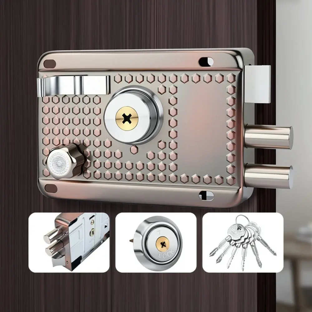 Vintage Style Rim Lock Red Bronze Security Deadbolt For Gu Rui Wooden Iron Door Garage Gate Surface Mounted Entry