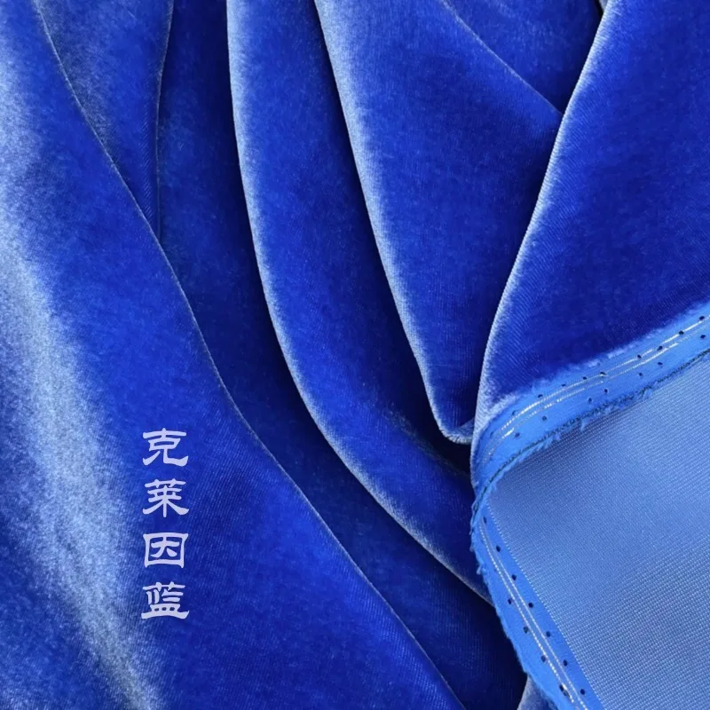 114-140 cm breed hoge kwaliteit zijde fluwelen stoffen dame jurk op maat gesneden zachte doek goederen saffier blauw rood zwart groen paars