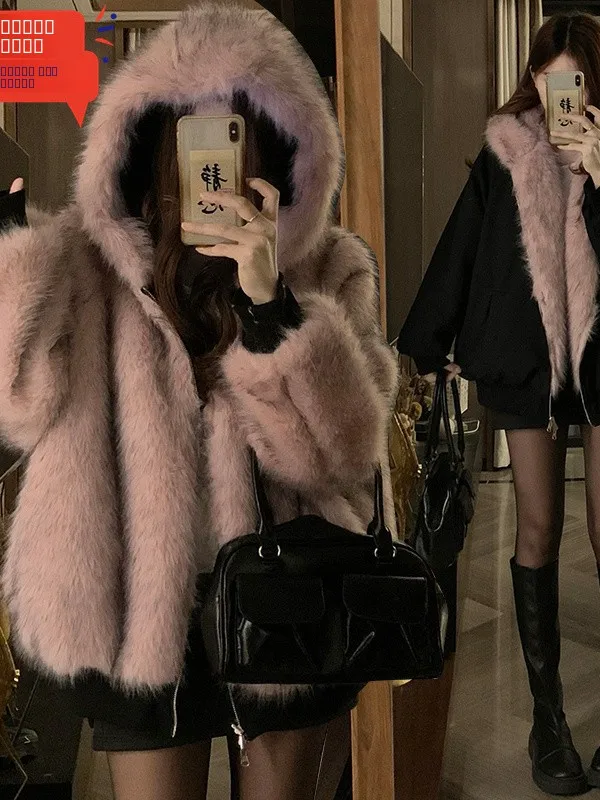 

Женская двусторонняя кожаная куртка с мехом, экологичная, зимняя, утепленная, в американском ретро-стиле