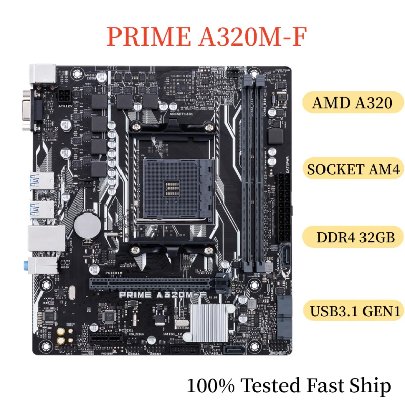 

For ASUS PRIME A320M-F Motherboard AM4 DDR4 Mainboard 100% Tested Fast Ship