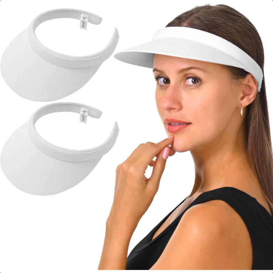

2 Pack Visor Women Men Sun Hat Clip On Visors Adjustable Sport Wide Brim Cap