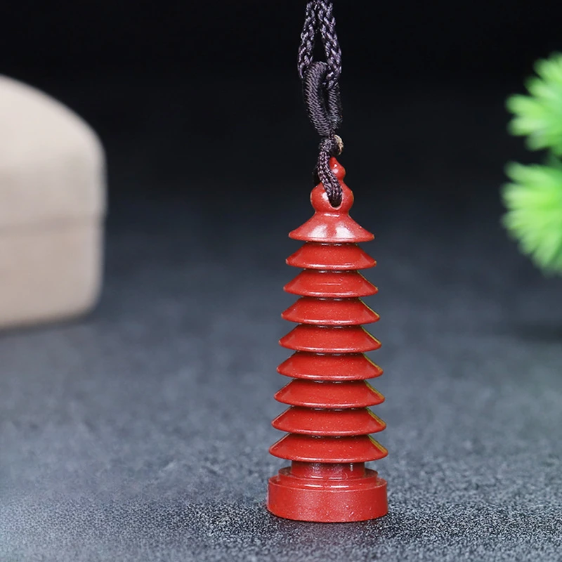 

Cinnabar Wenchang Tower Pendant Zijin Sand Necklace Key Chain Pendant
