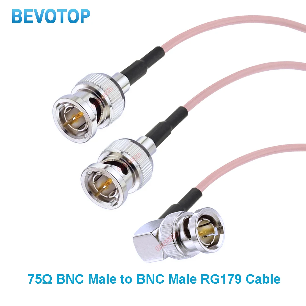 1Pcs BEVOTOP RG179 Cable 75 Ohm BNC Male to BNC Male Plug Connector Adapter for Video Camera SDI Camcorder HD-SDI/3G-SDI/4K