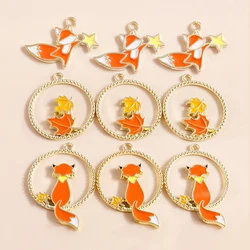 10pcs Cute Automn Maple Fox Charms for DIY Jewelry Making Animal Earrings Charms Necklaces Pendants Making Accessories