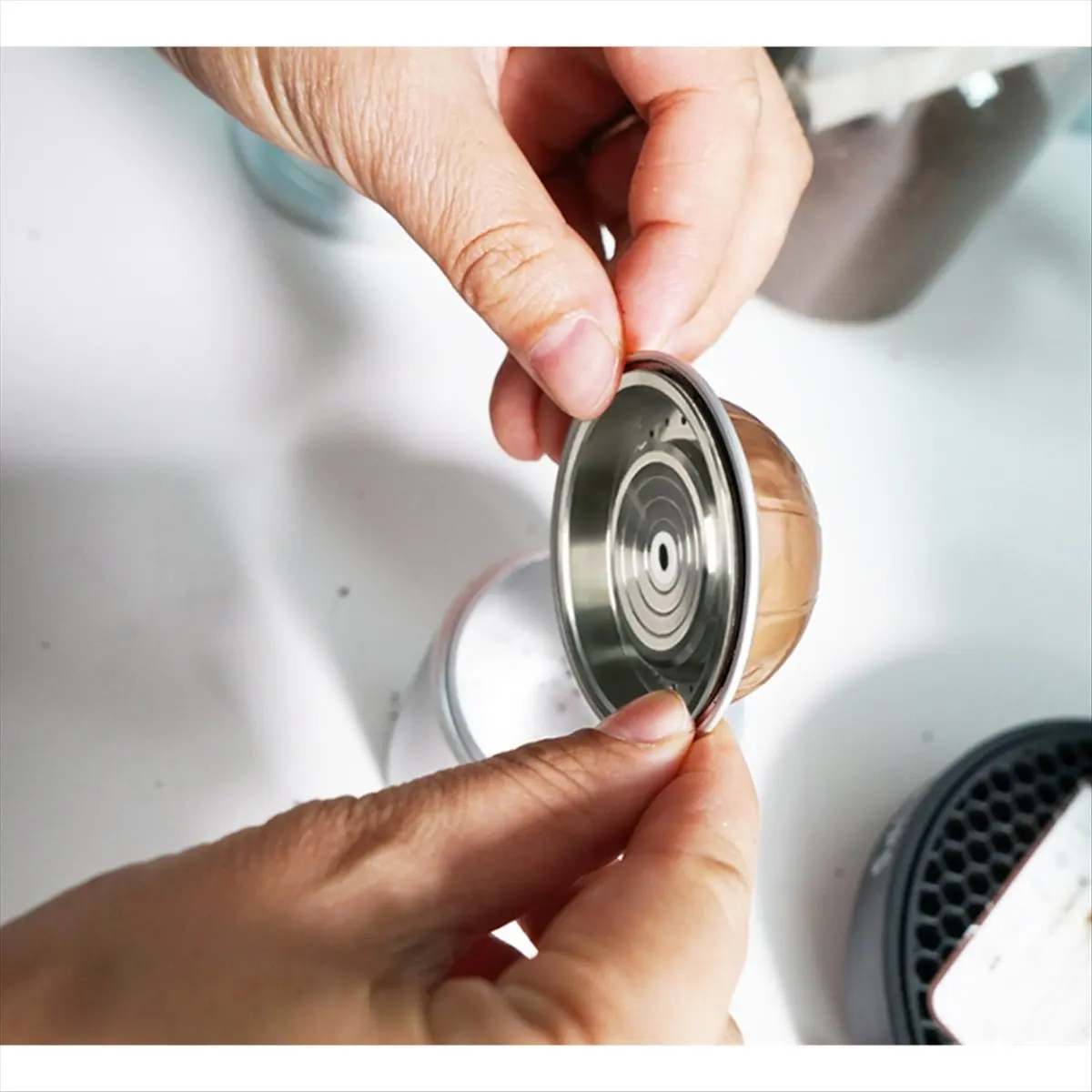 Tampa de cápsula de café reutilizável para discos de cápsula de café reutilizáveis compativos para cápsulas de café Vertuoline de 150/230/414ML