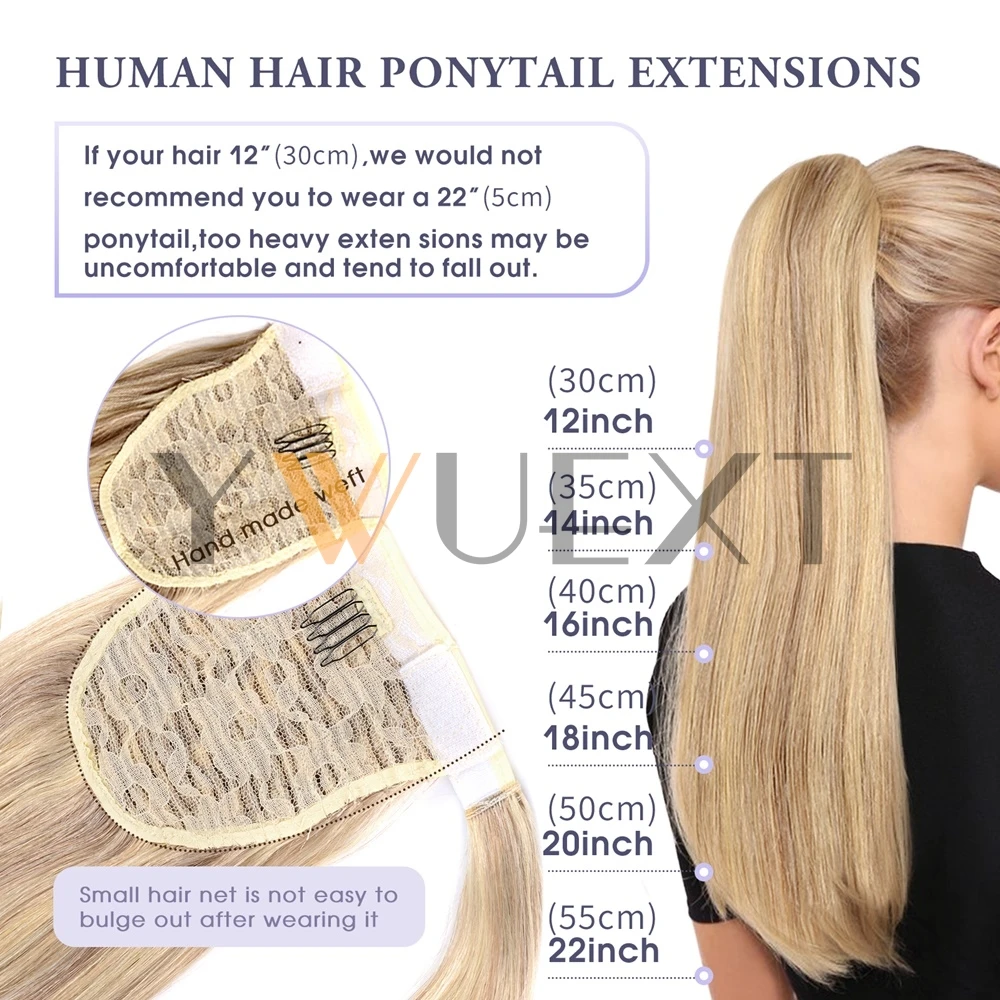 Straight Human Hair Ponytail Extensions Straight 14