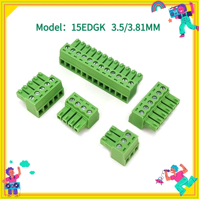 1Set 15EDG 3.5MM 3.81MM PCB Screw Terminal Block Connector PLUG PIN HEADER SOCKET 2/3/4/5/6/7/8/9/10/12P 3.5/3.81 KF2EDGK