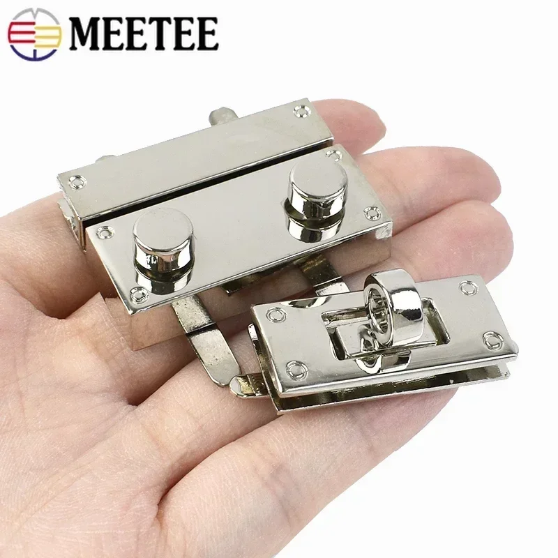 2-5Pcs Meetee Silver Metal Bags Push Lock Purse Twist Turn Locks Snap Clasp Closure Buckle Handbag Hardware Accessories