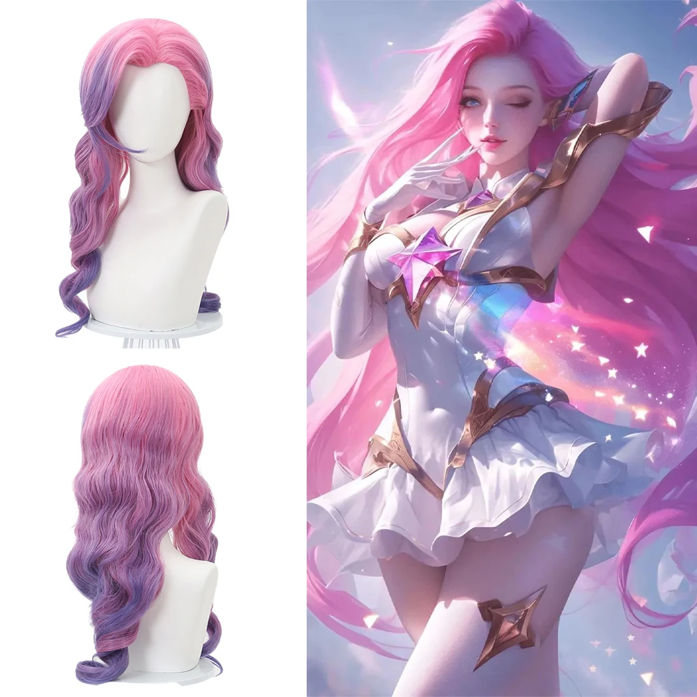 

High-Quality Anime Seraphine Cosplay Synthetic Hair Blue And Purple Gradient Halloween Daily Party Game Lol Starlight Singer Wig