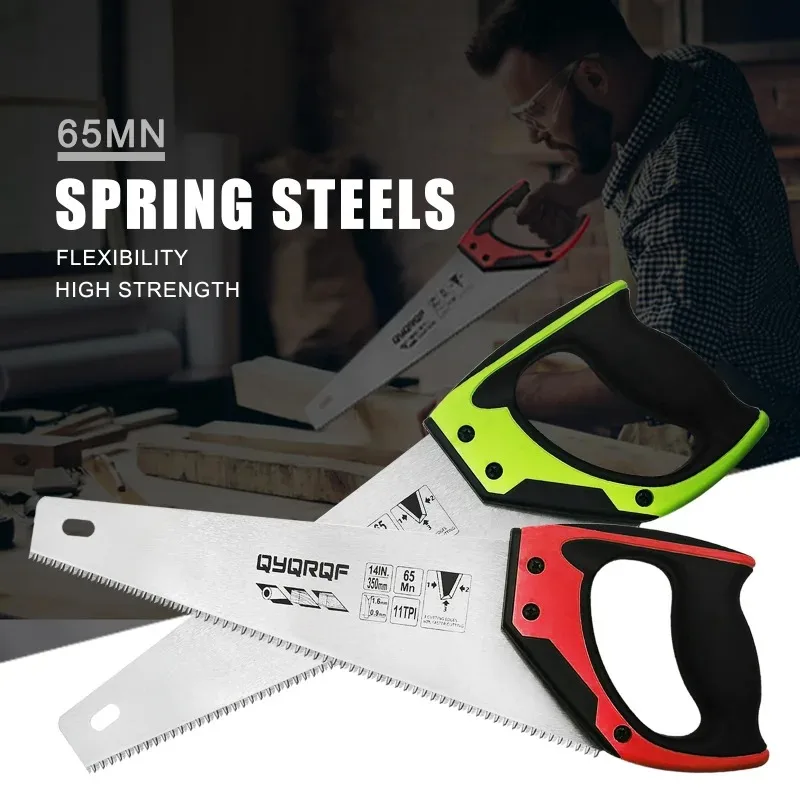 14 Inch Pro Hand Saw 11 TPI Fine-Cut Soft-Grip Hardpoint Handsaw for Sawing Trimming Gardening Cutting Wood DrywallPipes