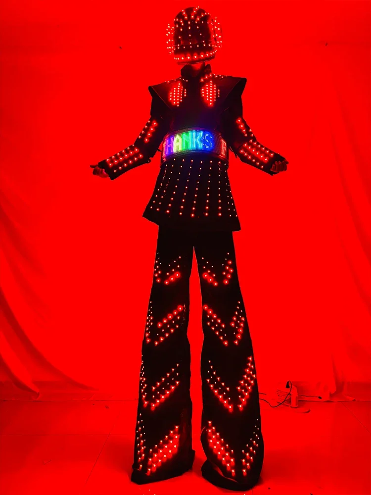 زي روبوت ووكر LED للسيدات، لون رقمي وجهاز تحكم عن بعد Kryoman، بدلة أداء المسرح للملهى الليلي DJ