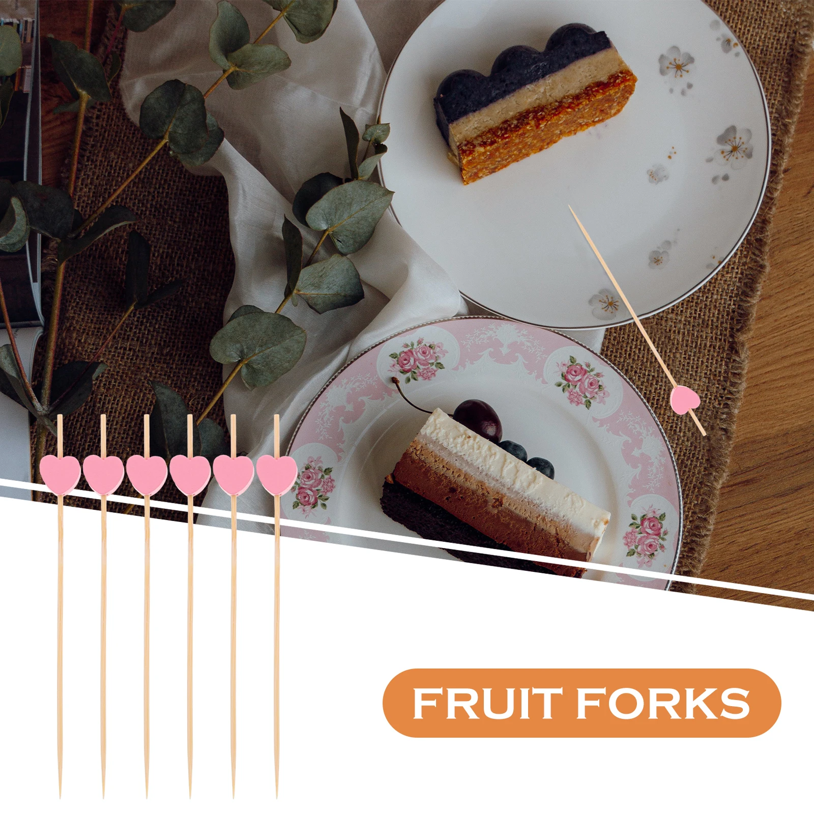 

100Pcs Disposable Bamboo Heart Fruit Picks Appetizer Sticks Cocktail Toothpicks For Desserts Snacks Gatherings