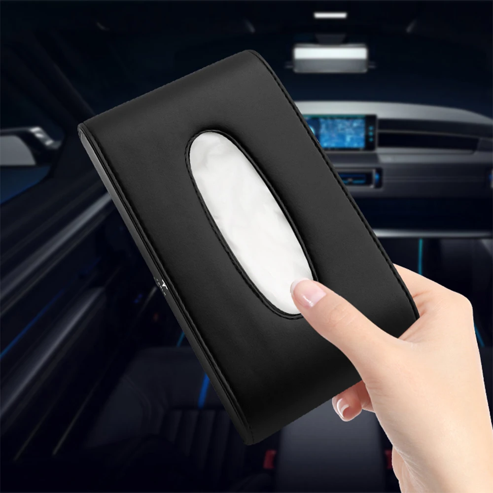 بو الجلود سيارة الأنسجة صندوق السيارات شارة منشفة ورقية حقيبة للتخزين ل تسلا نموذج 3 نموذج S نموذج X لفائف وزارة الدفاع WYE رودستر ملحق