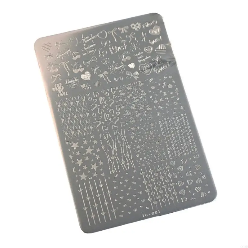 

Пластина для штамповки ногтей с кружевом в форме сердца и бантом, профессиональная текстура из нержавеющей стали