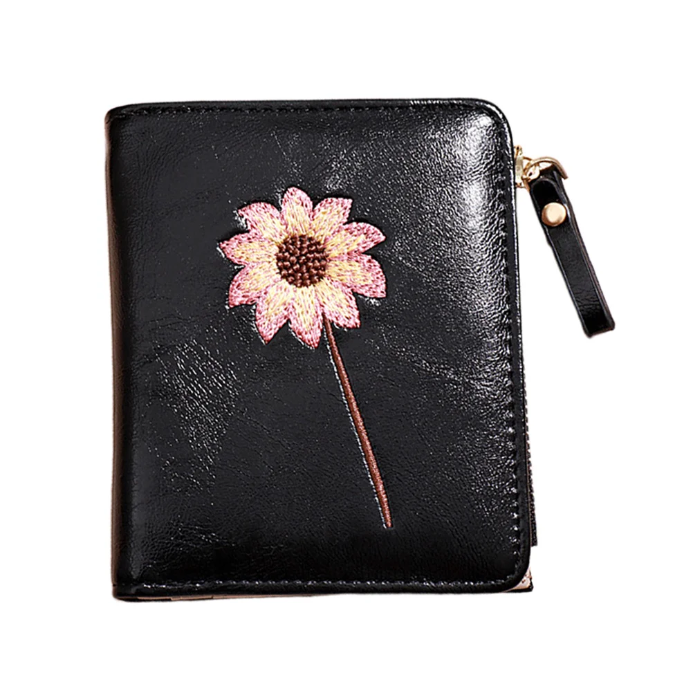 

Bifold Wallet For Women Flower Pattern Pu Short Coin Pouch Foldable Change Purse Slim Lady Wallet Gift