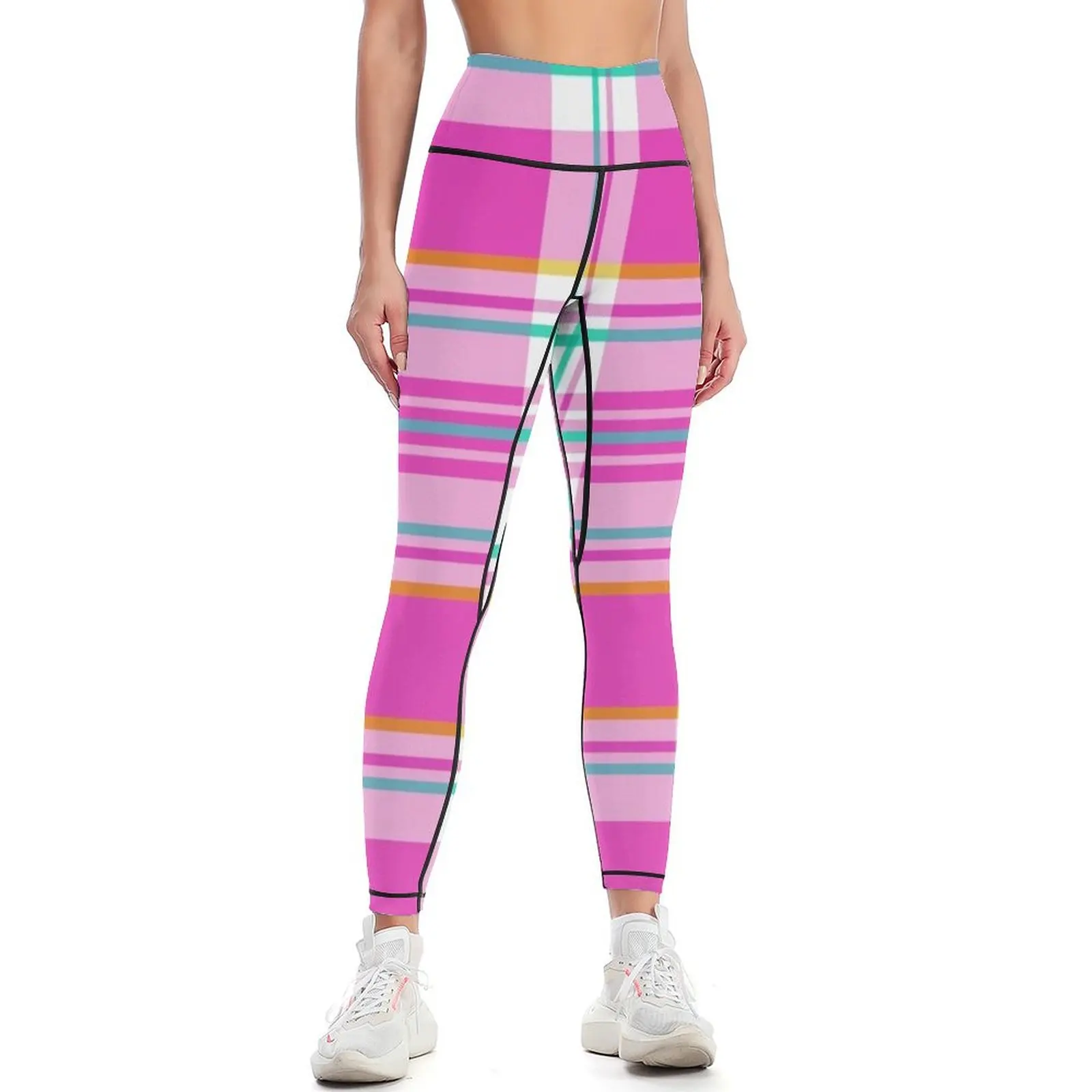 Pink and Green Plaid Spring Preppy Leggings sports for push up push up legging legging gym Womens Leggings