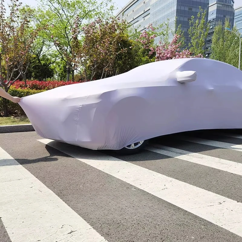 Premium Waterproof Stretch Velvet Sedan Car Cover 90% UV IR Rejection 4 Mil Thickness Glossy Finish Optimal Vehicle