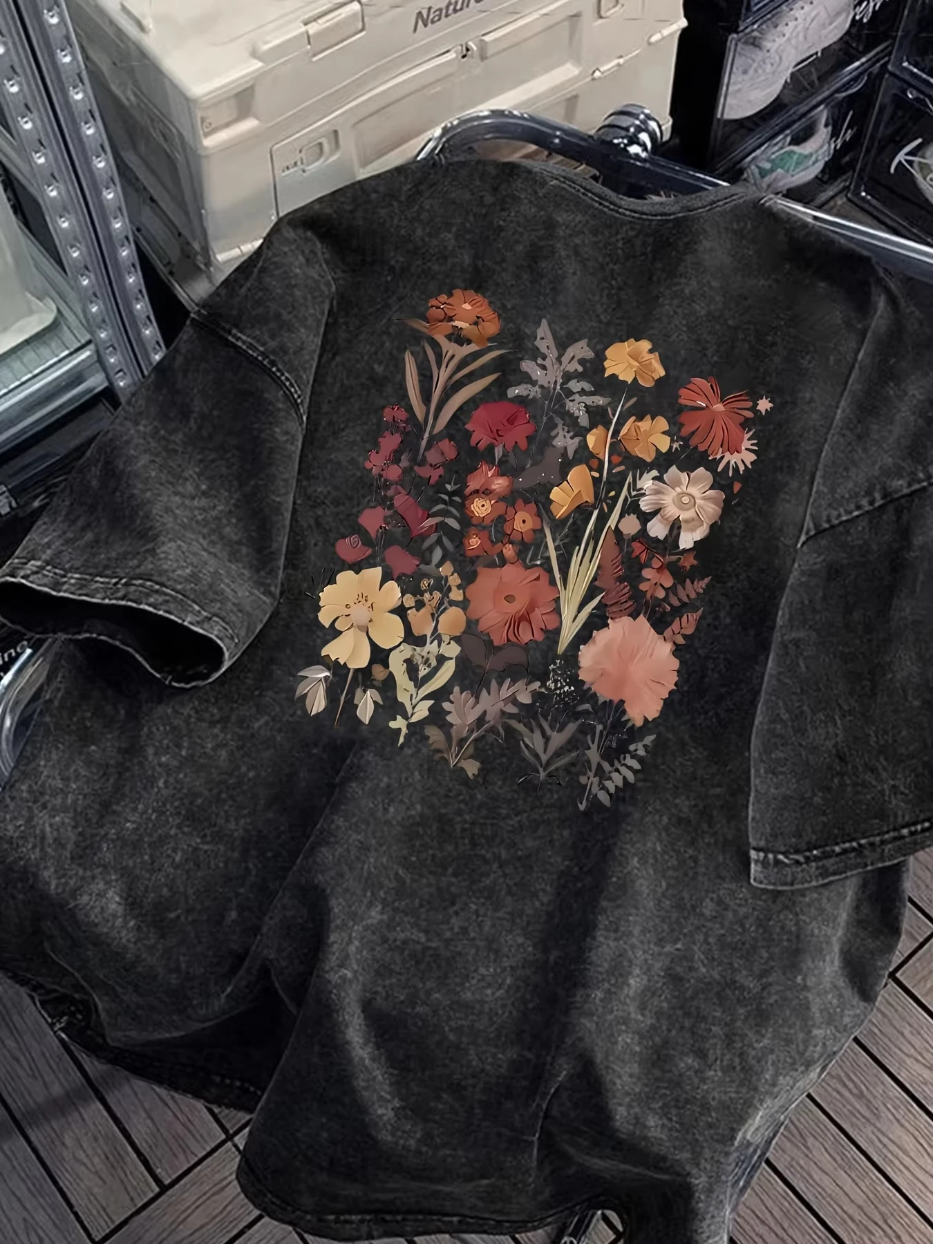 Summer Washed Men's 100% Cotton T Shirt Fashionable Floral Pattern Printing Street Fashion Style Suitable Casual Outings