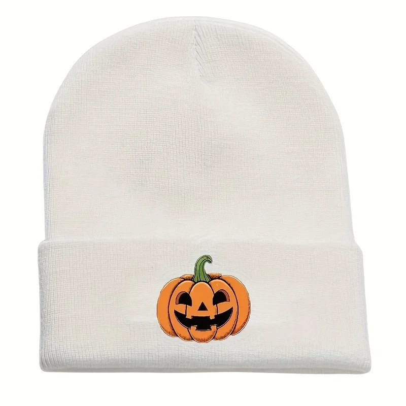 Happy Halloween Pumpkin Beanie Hat, Unisex Knit Winter Hat for Casual Parties, Trick-or-Treat, Warm Accessory