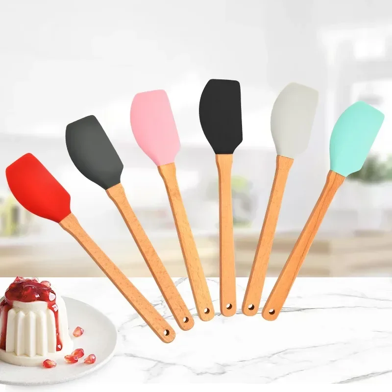 Silicone Spatula E Duck Tongue Shovel Non Stick Butter Cooking Scraper Stirring Spatula With Bamboo Handle Kitchen Tools