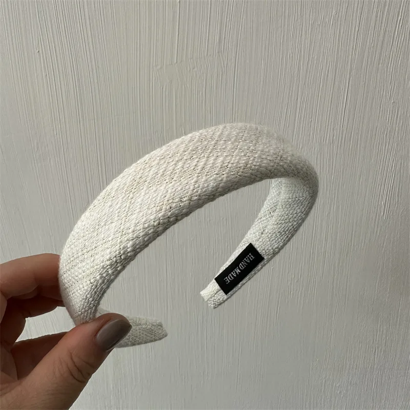 Retro Style Tweed Hairbands Temperament High Quality Headbands 2023 Spring New Black Grey White Hair Accessories