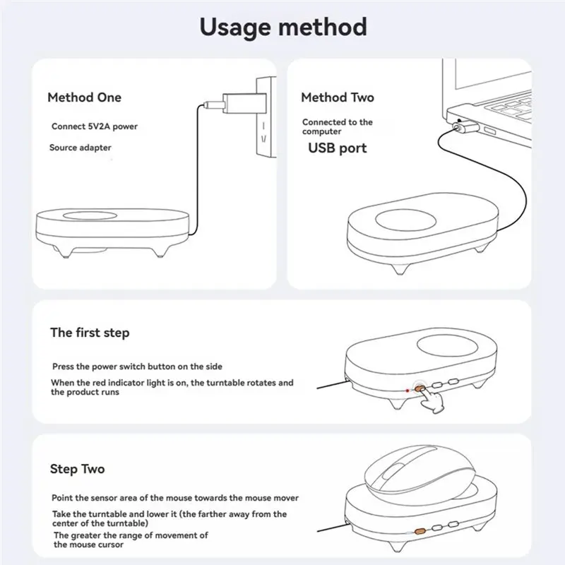 A29F-Virtual Mouse Mover Automatic Movement For Computer Laptop Awakening With On/OFF Switch Undetectable Mouse Jiggler