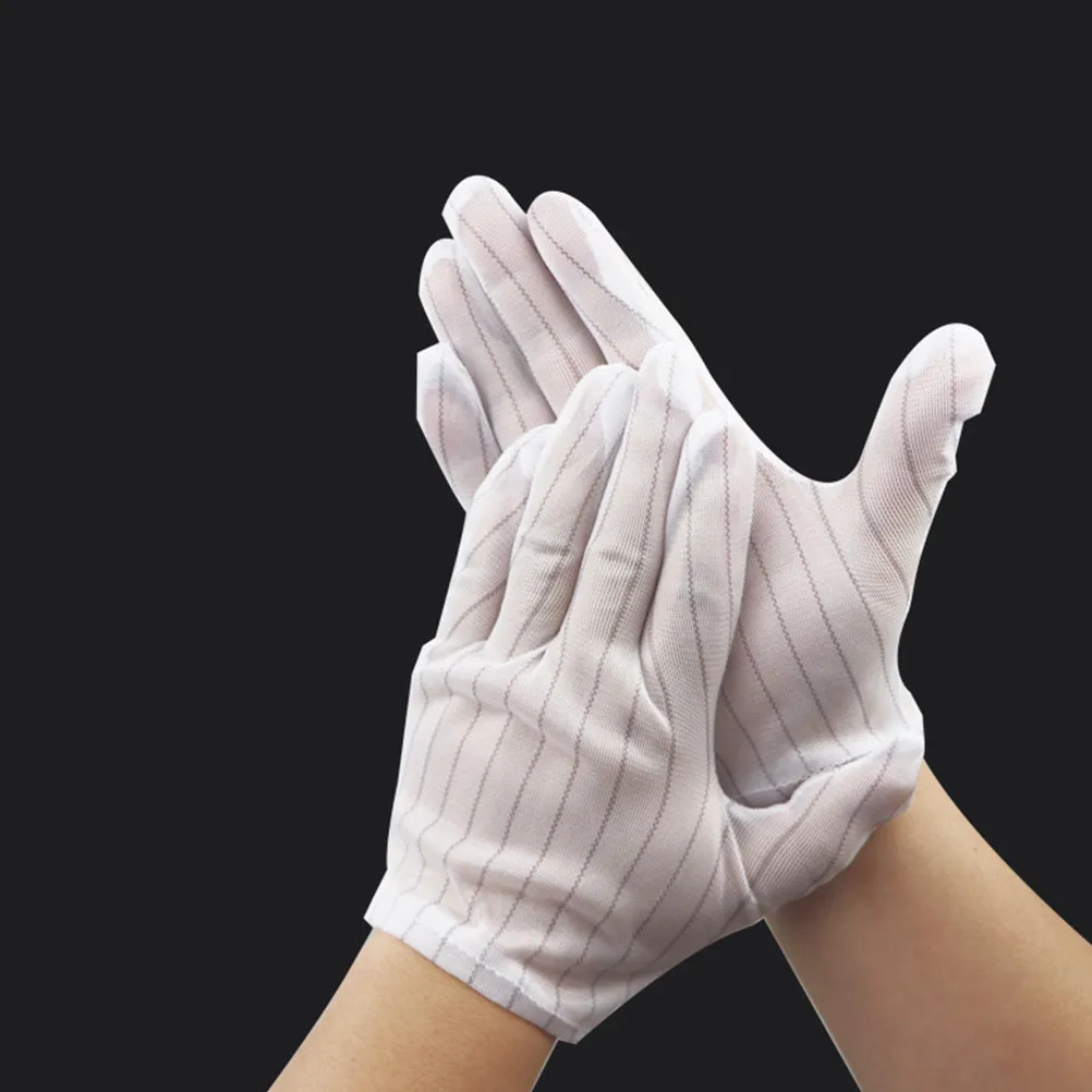 10Pair Anti-Static Gloves Dacron Decorative Stripe Breathable Protective Gloves for Factory Workshop Workers Glove Hands