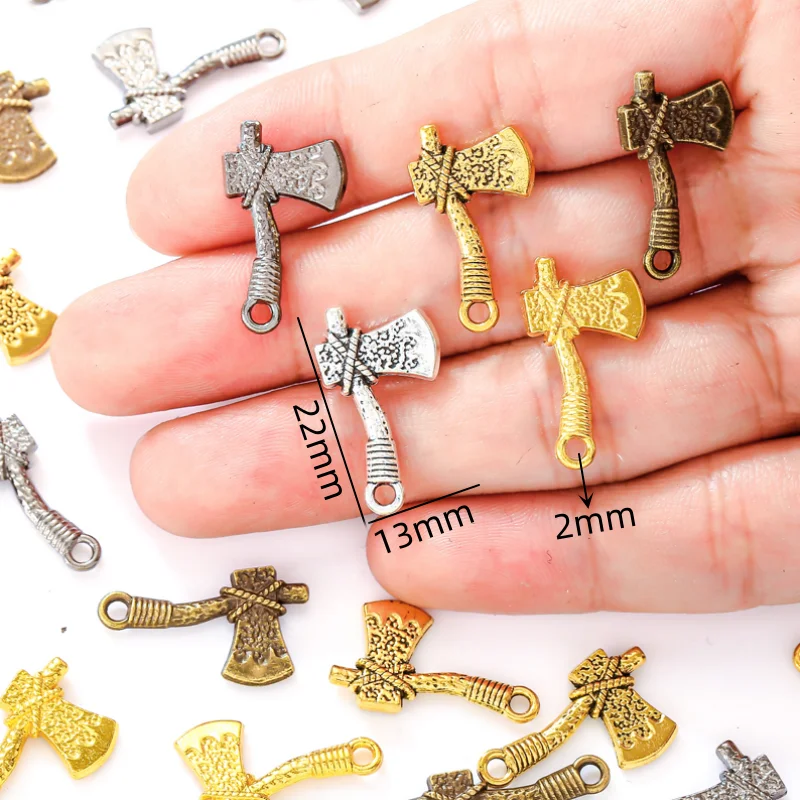 10pcs 5 Color axe Charm Alloy For earring Bracelet necklace Pendant DIY Handmade Jewelry Accessories Making 22*13mm J467