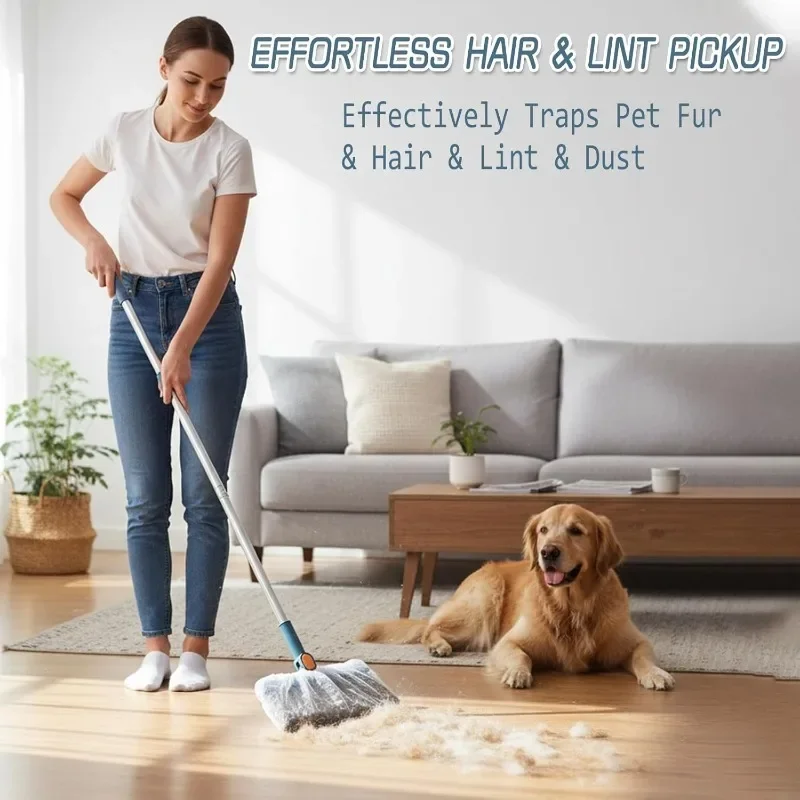 200/300pcs Disposable Broom Covers Static Strong Adsorption for Hair & Dust Non- Polyester Fabric No-Wash Time-Saving Cleaning