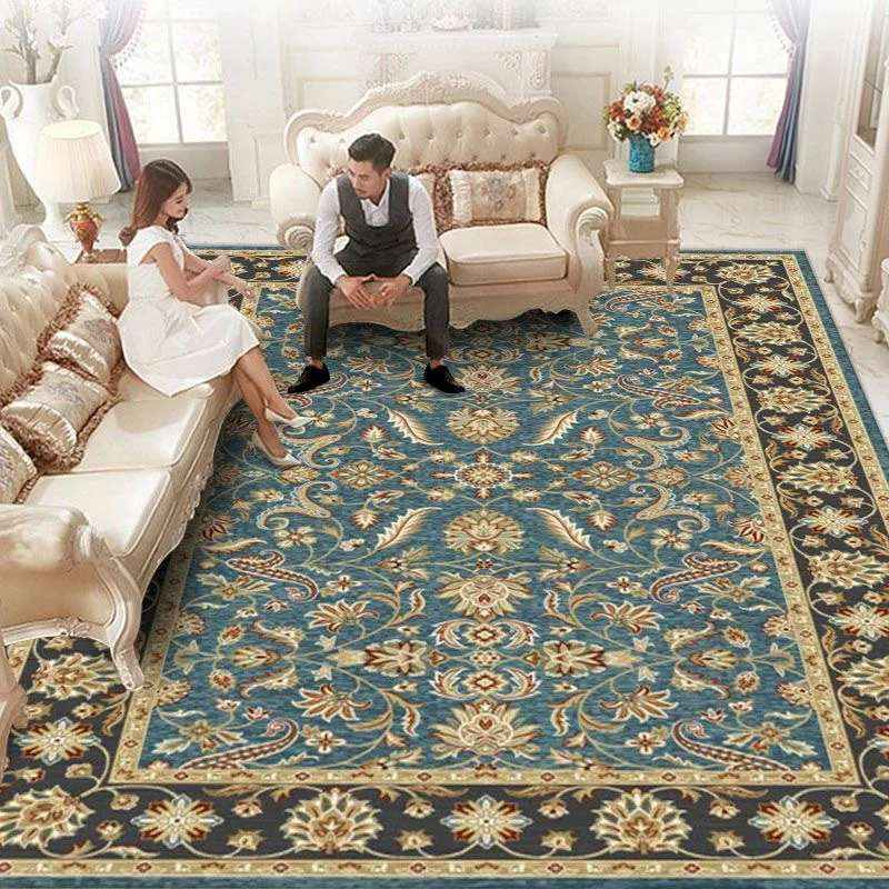 VIKAMA Classic European Flower Carpet, Oriental Retro Badge Carpet, Living Room, Bedroom Home Decoration, Non slip Floor Mat