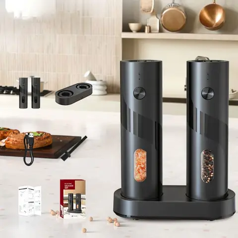 Rechargeable Electric Pepper Mill Stainless Steel Salt Grinder Automatic Kitchen Gadgets For Cooking Seasoning Herb Dispenser