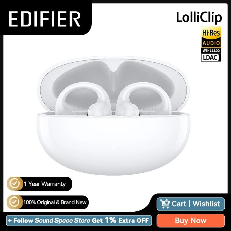 EDIFIER LolliClip オープンイヤー型完全ワイヤレスイヤホン マルチ