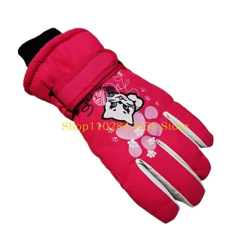 49MC Kids Snow Ski Glove Warm Suedes Lined Long Cuff Winter Waterproof Mittens
