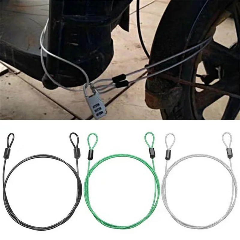 1/2PCS 100CM/3.3Ft Safety Cable Wire Rope Long Travel Security Cable Lock,Braided Steel Coated Safety Cable Luggage Lock