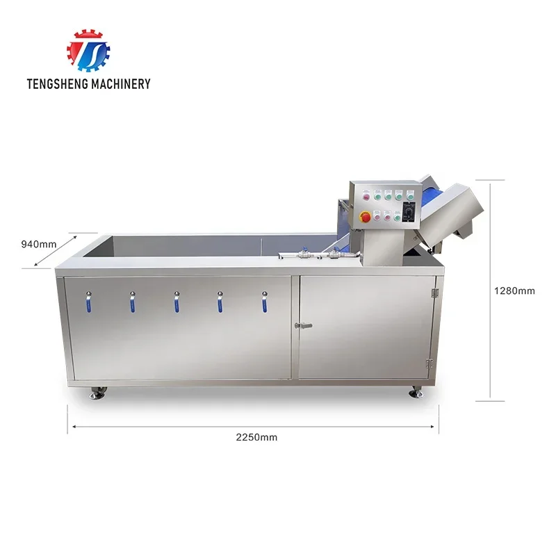 Factory Commercial Industrial Conveyor Belt Leaf Vegetable Washer Cleaner Fruit Bubble Ozone Ultrasonic Cleaning Washing Machine