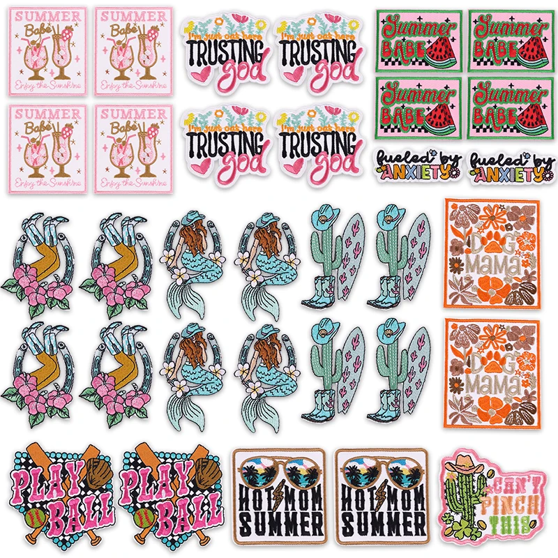 5PCS Wild West Cowboy Cowgirl Embroidery Patches Iron On Patch for Hat Jacket Clothing Western Summer Ball Theme Horse Decor