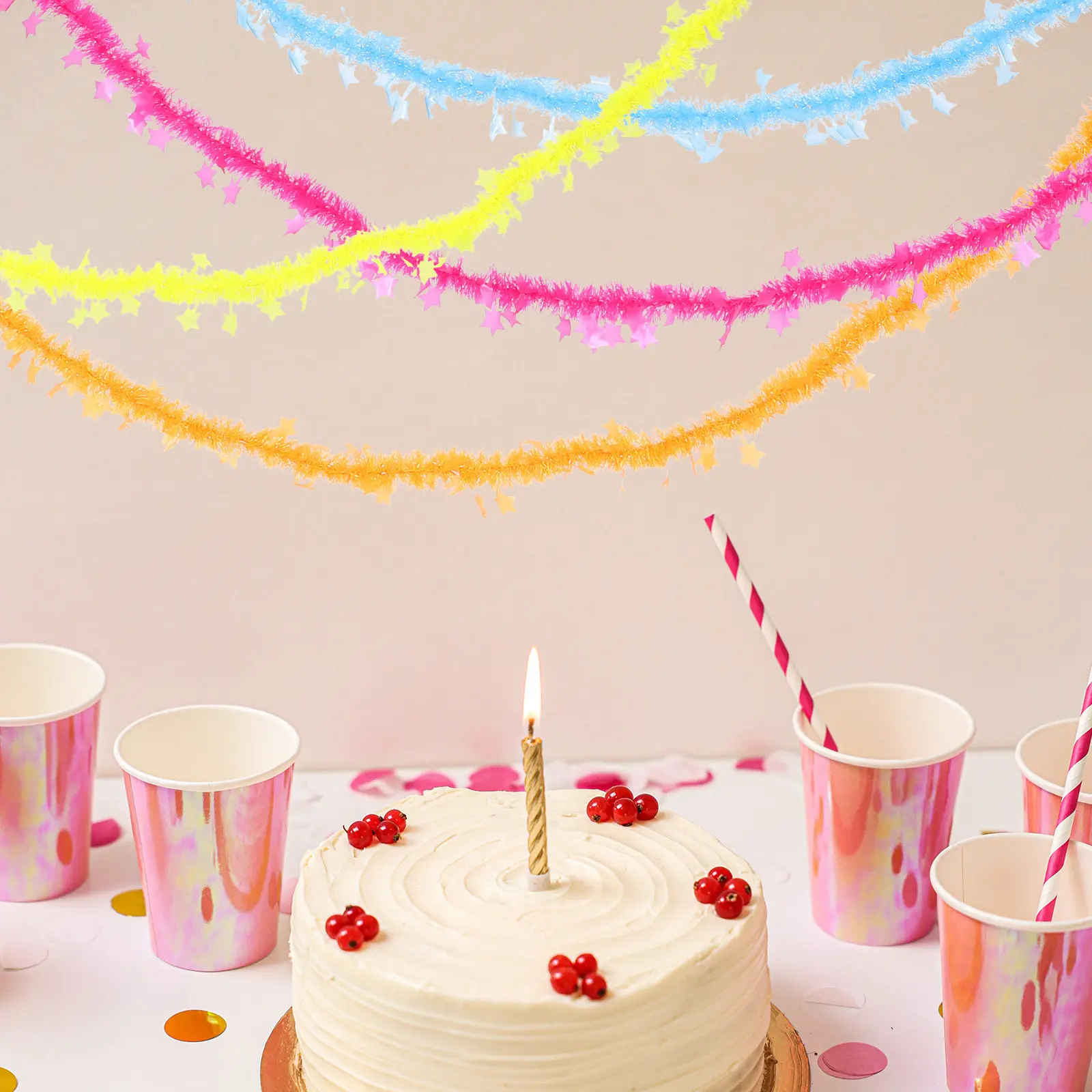 

Неоновые гирлянды для вечеринок, украшения в цветах макарон, блестящие звездные ленты, подвесные украшения для дня рождения, свадьбы, Хэллоуина, Рождества