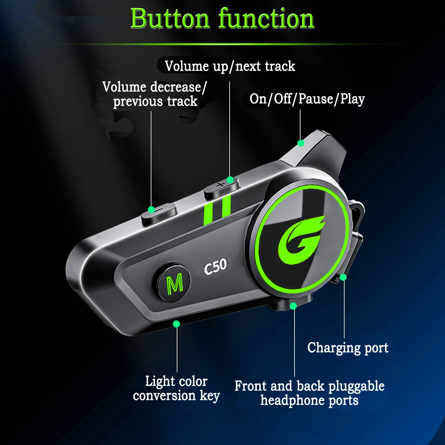 

2025 hot sale C50 Motorcycle Helmet Bluetooth Headset for 2 Riders Intercom