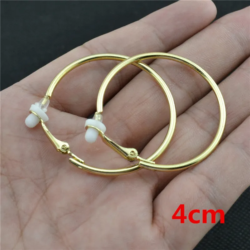 Clip-Ohrringe für Damen ohne Piercing, super groß, klein, großer Kreis, Roségold, Silber, Schwarz, Überzug, klassischer Trend, Übertreibung
