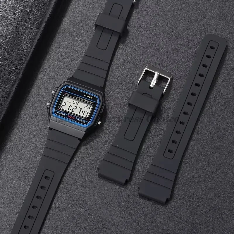 Silicone Watch Strap for CASIO F91W W-800H 18mm for W800H SGW400 F91W F84 F105/108 A158/168 AE1200/1300 Soft Men Wrist Bracelets image 2