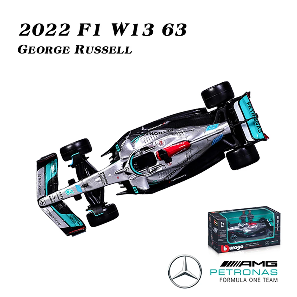 Bburago 1:43 The latest #63  Russell 2022 F1 Mercedes-AMG Team W13 #44 Hamilton Alloy Luxury Vehicle Diecast Cars Model Toy