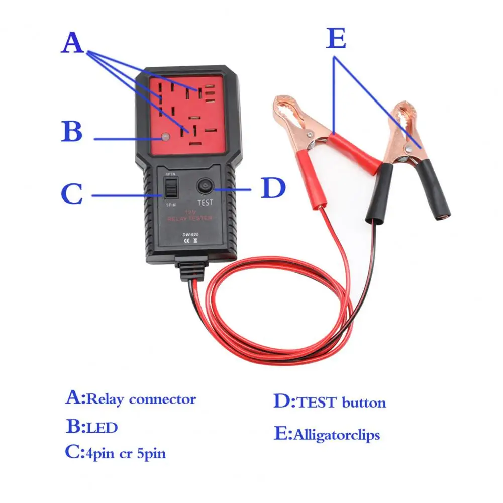 Engine Room Relay Tester Automotive Relay Tester with Led Indicator 12v Voltage Diagnostic Tool 4-pin 5-pin Car for Vehicle