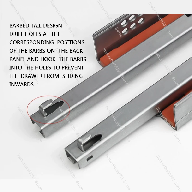 

Hidden Bottom Rebound Slide Rail Two-Section Installed Push-Pull Rail Drawer Slide Push-Pull Pull-Free Slide Rail