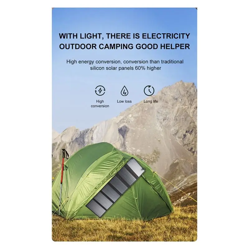 [NEW!ABKG】 60W 18V Folding Solar Panel Power Generator For Outdoor Camping Hiking Parts Emergency Power Supply-Khaki view 5