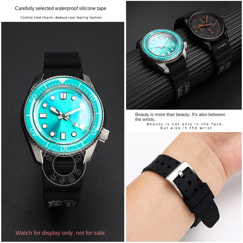 العصابات مقاوم للماء ل رولكس غواص المياه شبح شريط مطاطي سايكو المعلبة المواطن حزام الساعات 20 مللي متر 22 مللي متر سيليكون حزام الرجال سوار