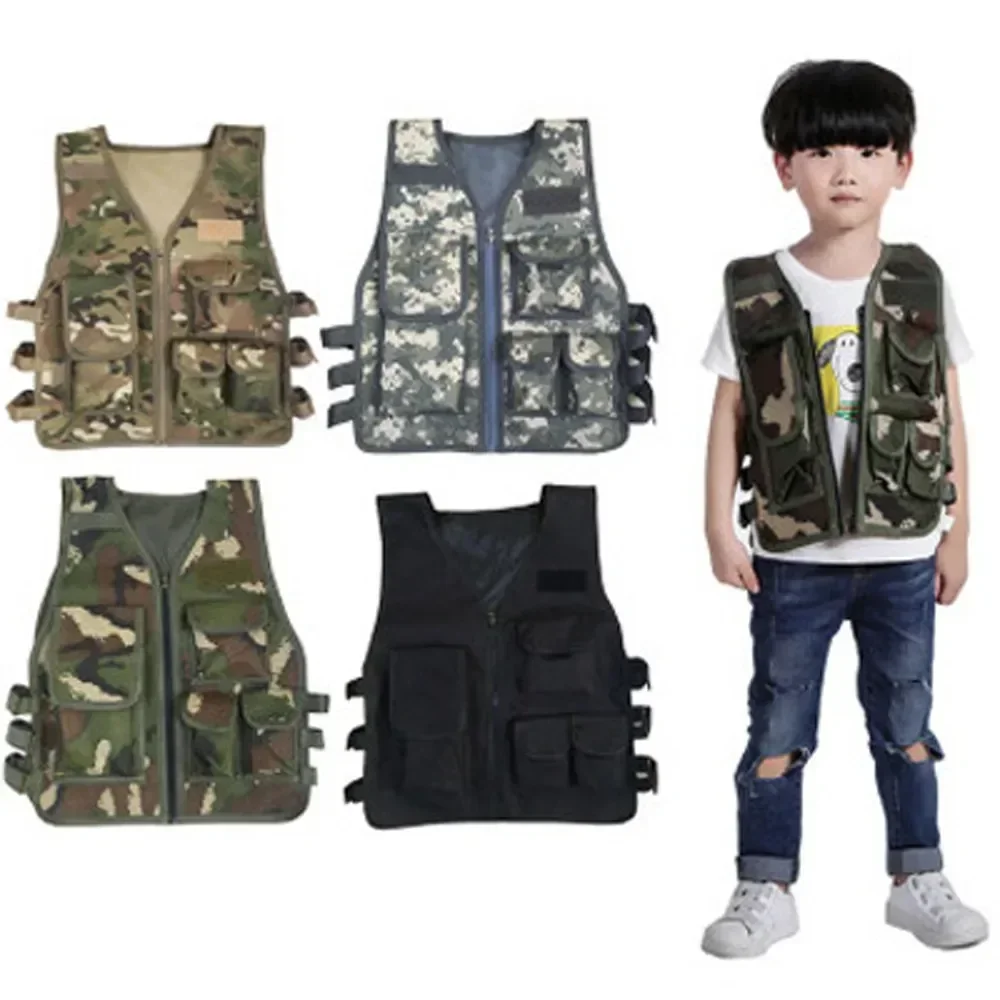 子供と大人のための戦術的なカモフラージュベスト,軍服,カモフラージュ柄